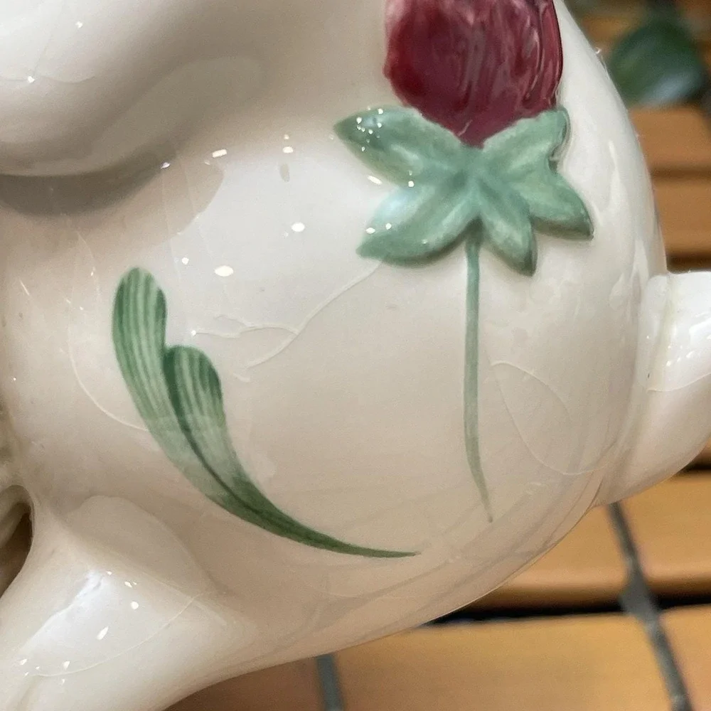 Vintage Lenox Poppies on Blue Barnyard Bunny Rabbit & Pig Votive Candle Holders